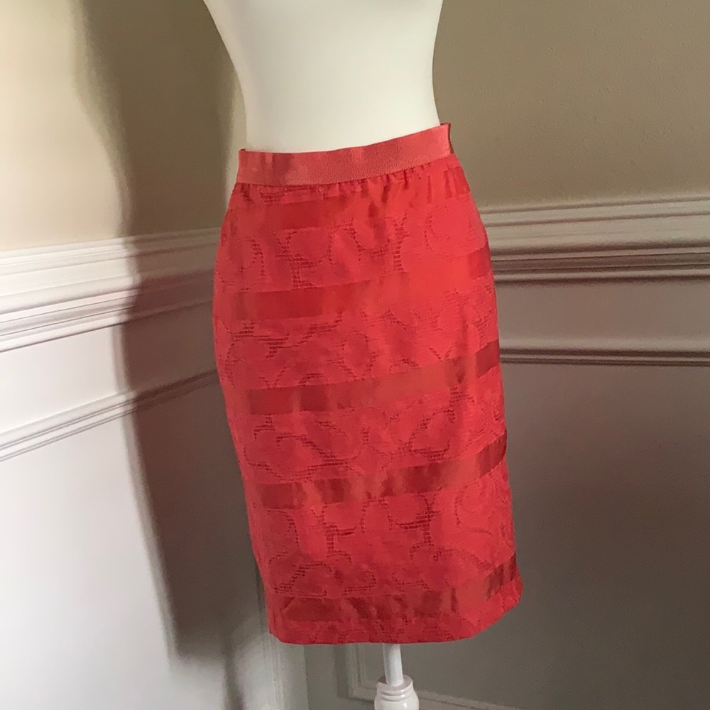 Ann Taylor Dark Coral Pencil Skirt